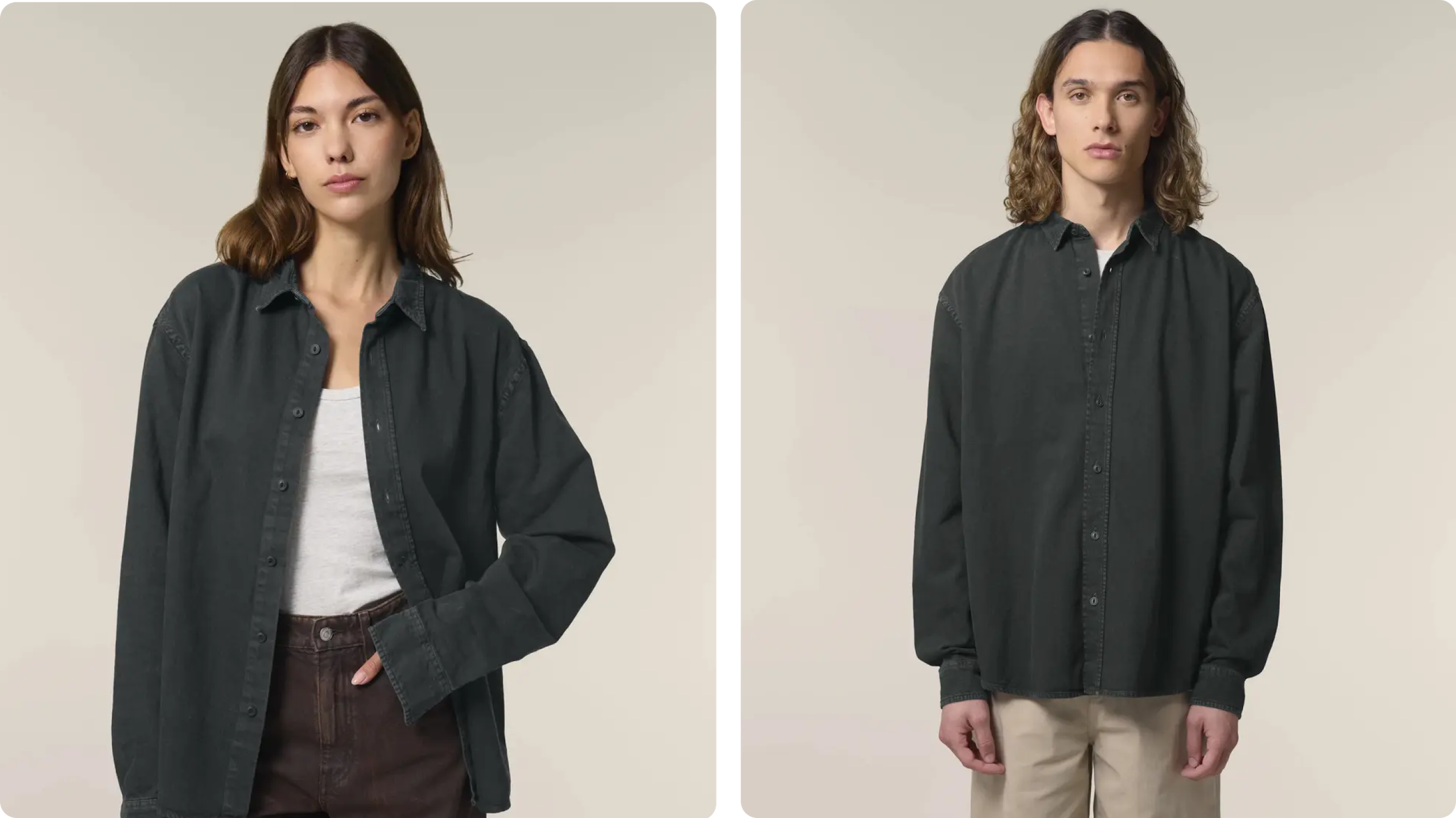 Relaxed unisex shirt with subtle custom branding, styled for everyday wear.