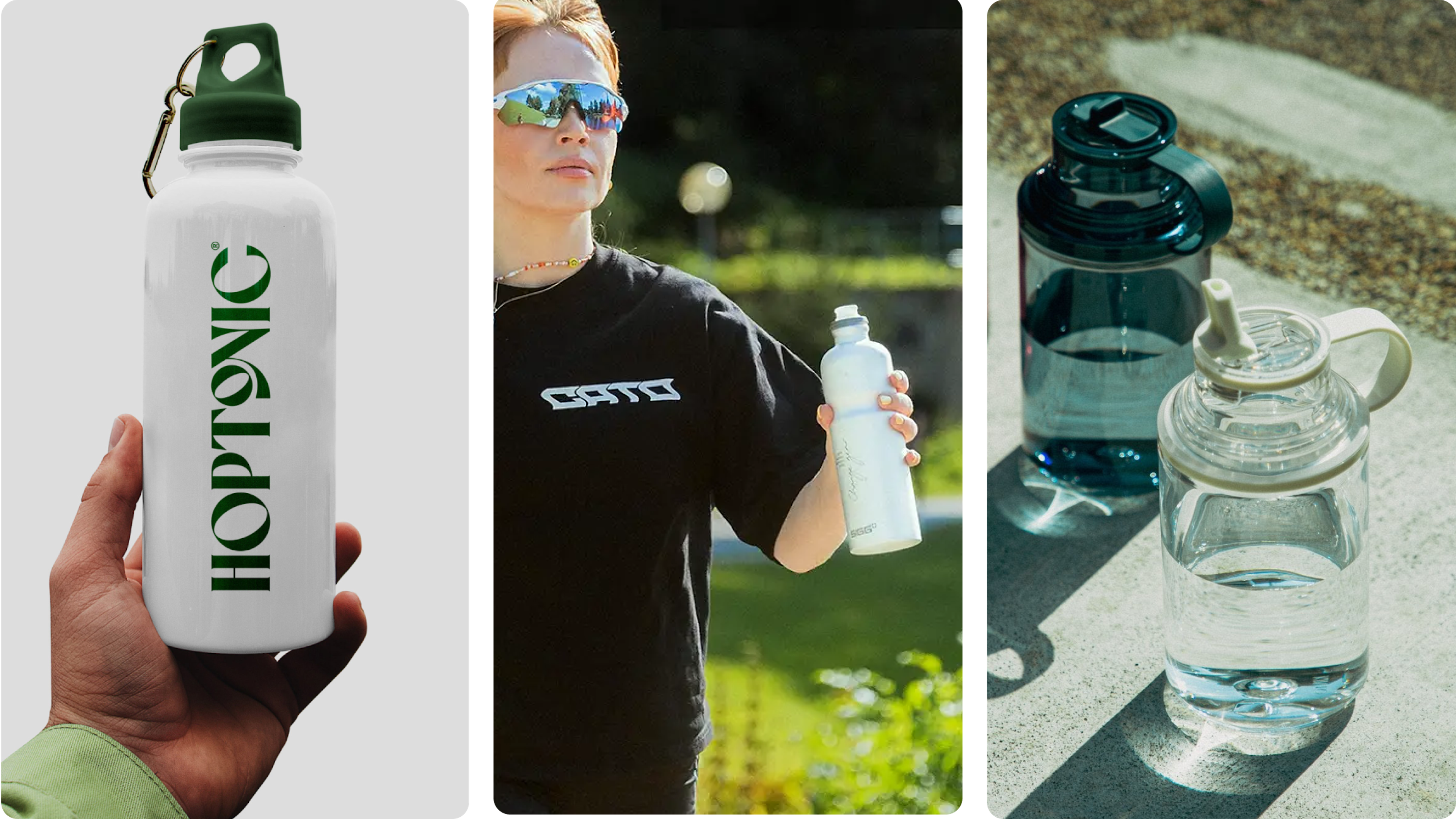 Close-up of screw cap, sports cap, and straw lid to compare everyday usability