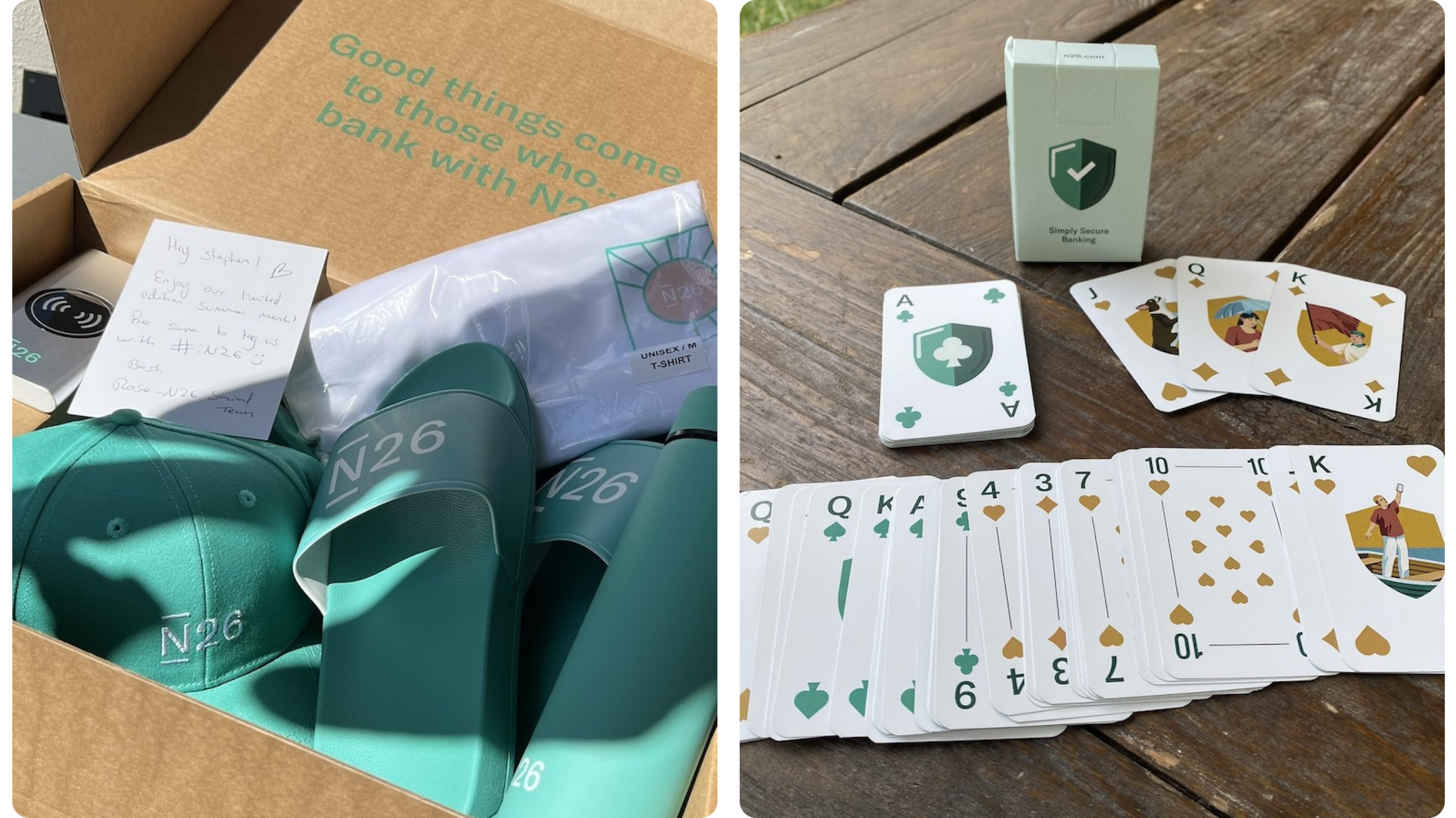 Card deck on a wooden table, cards fanned out next to the box