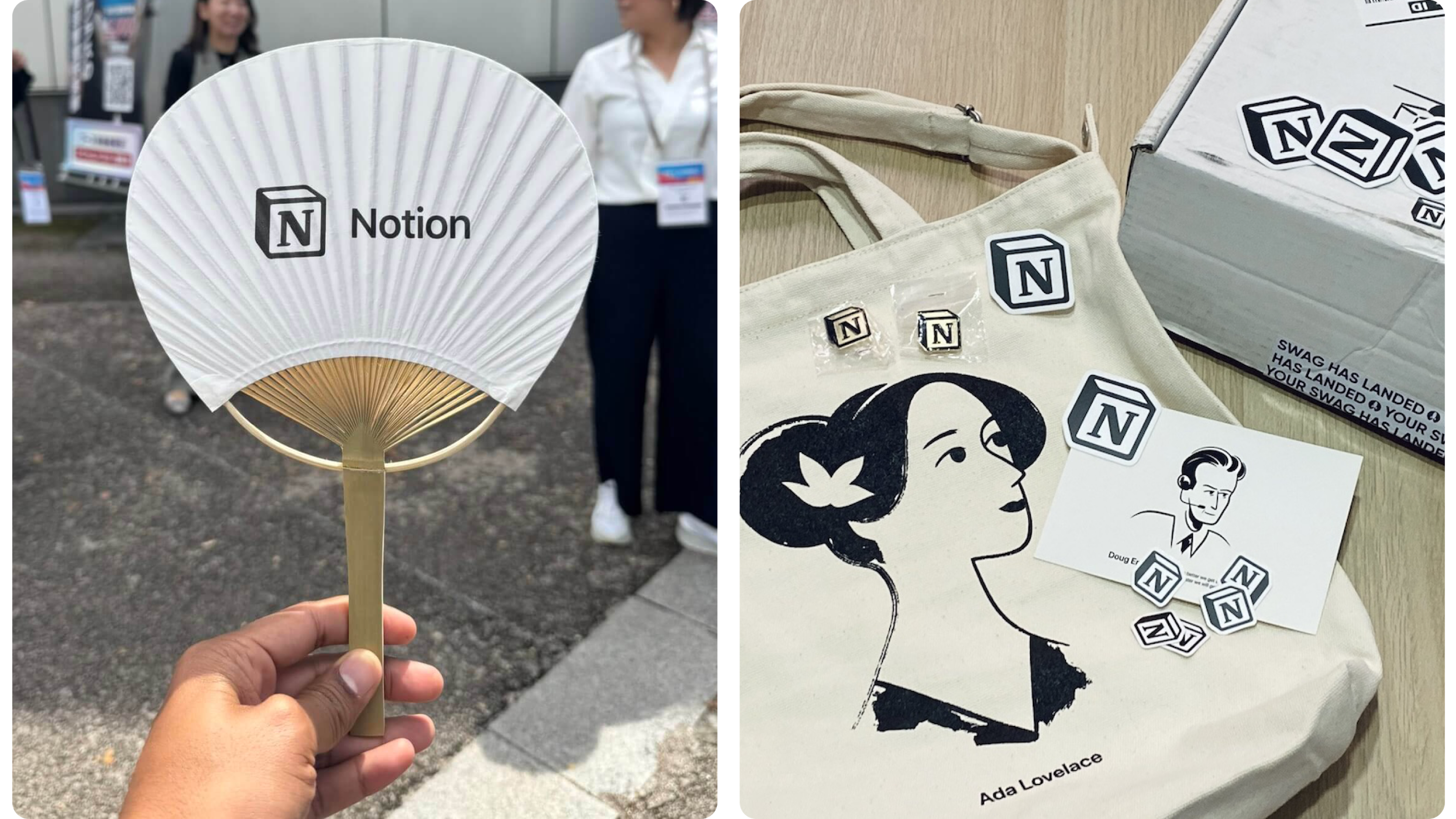 Summer swag bag with fan, stickers and a lightweight branded tote