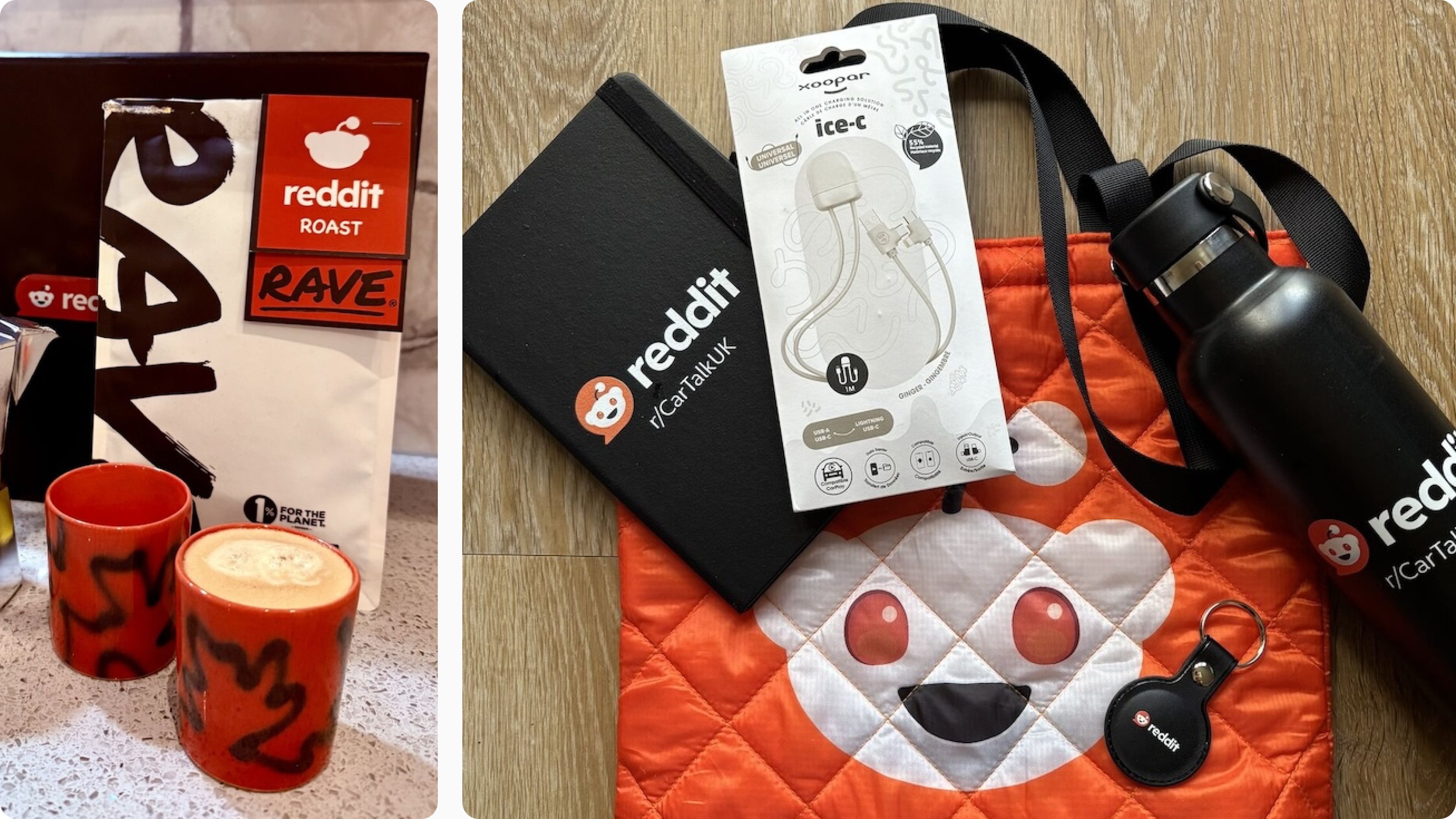 Coffee-themed swag bag with tote, mug and practical everyday add-ons
