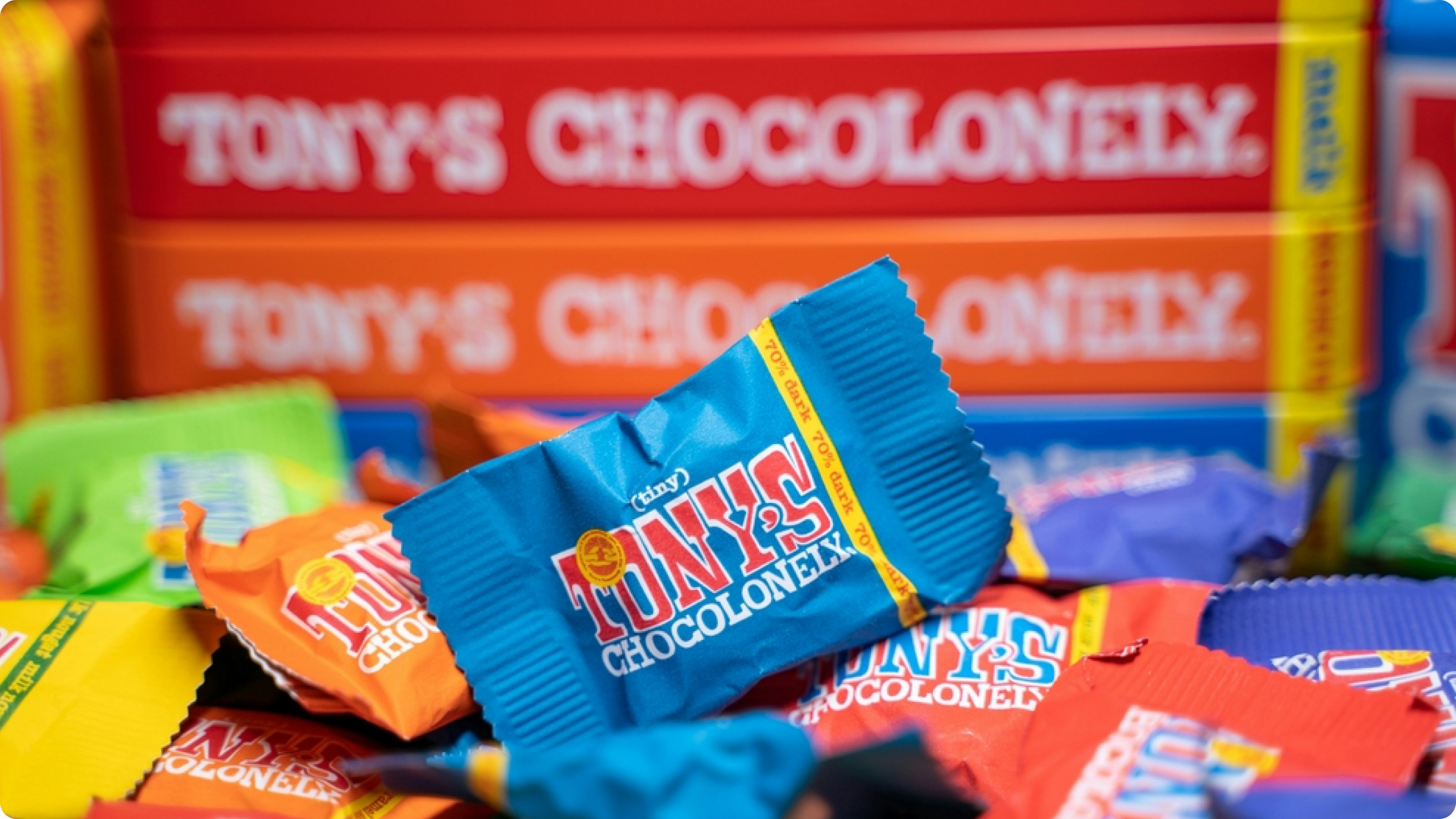 Bunte Tony’s Chocolonely Schokoriegel als Süßigkeiten-Add-on für Goodie Bags