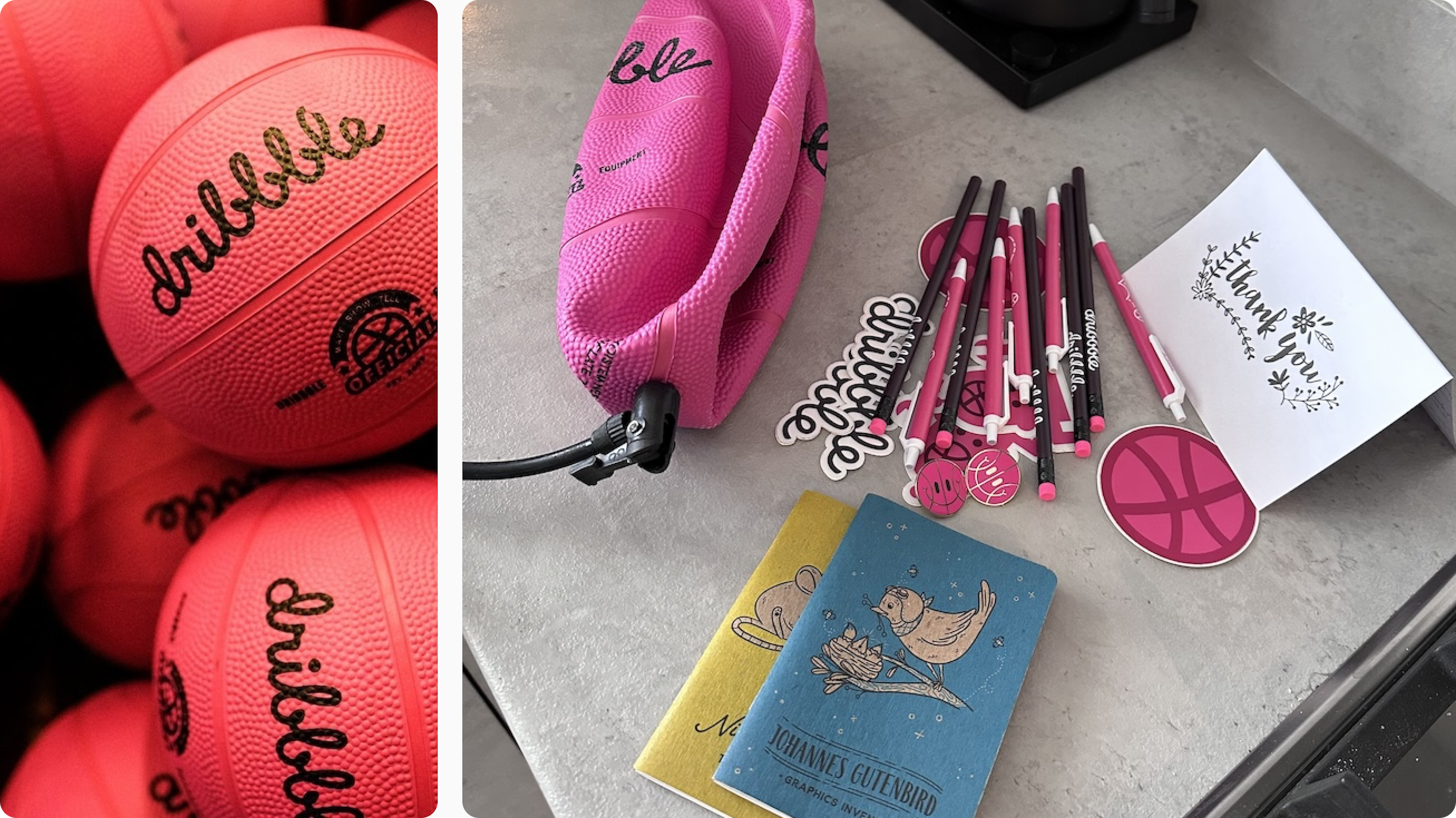 Swag bag with a basketball hero item and simple supporting essentials